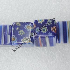  Millefiori Glass Beads, Cube 6mm Sold per 16-Inch Strand