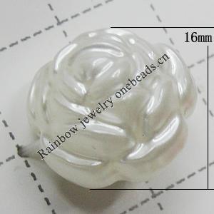 Imitation Pearl Acrylic beads,jewelry finding beads, Flower 16mm Hole:1.5mm, Sold by Bag
