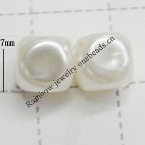 Imitation Pearl Acrylic beads,jewelry finding beads, Cube 7mm Hole:2mm, Sold by Bag