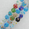  Millefiori Glass Beads Mix color, Flat Round 8mm Sold per 16-Inch Strand