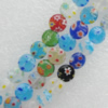  Millefiori Glass Beads Mix color, Flat Round 12mm Sold per 16-Inch Strand