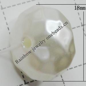 Imitation Pearl Acrylic beads,jewelry finding beads, Faceted Rondelle 18mm Hole:2.5mm, Sold by Bag