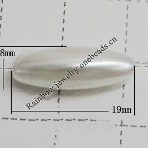 Imitation Pearl Acrylic beads,jewelry finding beads, Oval 19x8mm, Sold by Bag
