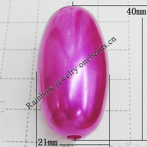 Imitation Pearl Acrylic beads,jewelry finding beads, Oval 40x21mm Hole:3.5mm, Sold by Bag