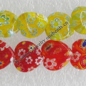  Millefiori Glass Beads, Flat Heart 6mm Sold per 16-Inch Strand