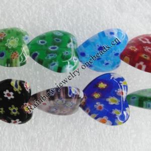  Millefiori Glass Beads Mix color, Flat Heart 6mm Sold per 16-Inch Strand