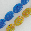  Millefiori Glass Beads, Flat Oval 8x6mm Sold per 16-Inch Strand