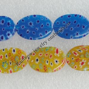  Millefiori Glass Beads, Flat Oval 8x6mm Sold per 16-Inch Strand