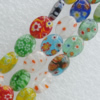  Millefiori Glass Beads Mix color, Flat Oval 8x6mm Sold per 16-Inch Strand