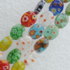  Millefiori Glass Beads Mix color, Flat Oval 18x13mm Sold per 16-Inch Strand