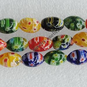  Millefiori Glass Beads Mix color, Oval 12x8mm Sold per 16-Inch Strand