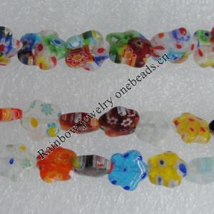  Millefiori Glass Beads Mix color, Flower 10mm Sold per 16-Inch Strand