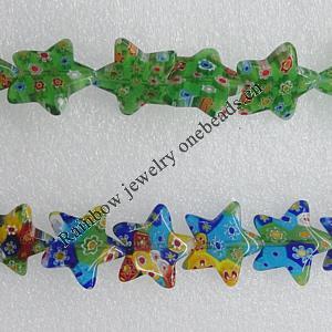  Millefiori Glass Beads, Star 12mm Sold per 16-Inch Strand