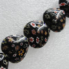  Millefiori Glass Beads, Heart 21x22x10mm Sold per 16-Inch Strand