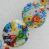  Millefiori Glass Beads, Flat Round 30mm Sold per 16-Inch Strand