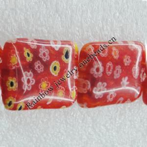  Millefiori Glass Beads, Rectangle 14x10mm Sold per 16-Inch Strand