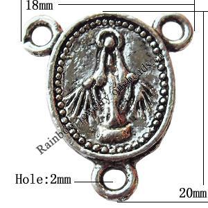 Connectors, Lead-free Zinc Alloy Jewelry Findings, 18x20mm Hole:2mm, Sold by Bag