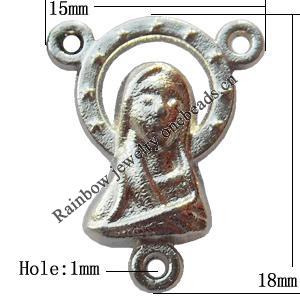 Connectors, Lead-free Zinc Alloy Jewelry Findings, 15x18mm Hole:1mm, Sold by Bag