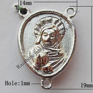 Connectors, Lead-free Zinc Alloy Jewelry Findings, 14x19mm Hole:1mm, Sold by Bag