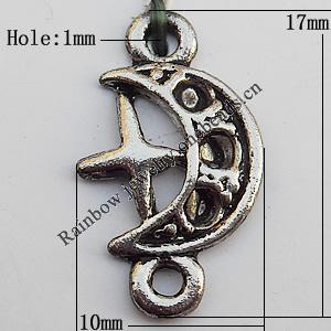 Connectors, Lead-free Zinc Alloy Jewelry Findings, 10x17mm Hole:1mm, Sold by Bag
