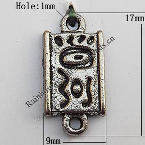 Connectors, Lead-free Zinc Alloy Jewelry Findings, 9x17mm Hole:1mm, Sold by Bag