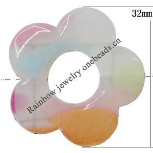 Watermark Acrylic Beads, Flower 32mm Hole:2mm, Sold by Bag 