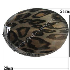 Watermark Acrylic Beads, Flat Oval 28x21mm Hole:2mm, Sold by Bag 