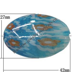 Watermark Acrylic Beads, Flat Oval 42x27mm Hole:2mm, Sold by Bag 
