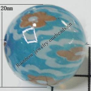 Watermark Acrylic Beads, Round 20mm Hole:2mm, Sold by Bag 