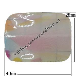 Watermark Acrylic Beads, Rectangle 33x46mm Hole:2mm, Sold by Bag 