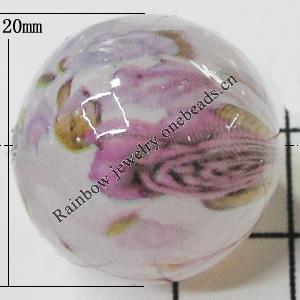 Watermark Acrylic Beads, Round 20mm Hole:2mm, Sold by Bag 