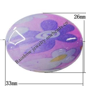 Watermark Acrylic Beads, Flat Oval 33x26mm Hole:2mm, Sold by Bag 