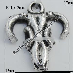 Pendant Zinc Alloy Jewelry Findings Lead-free, 15x17mm Hole:2mm Sold by Bag