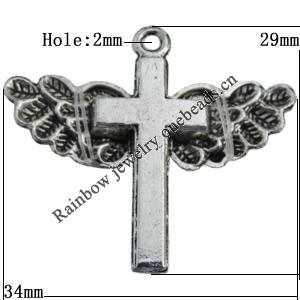 Pendant Zinc Alloy Jewelry Findings Lead-free, 34x29mm Hole:2mm Sold by Bag