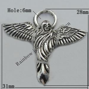 Pendant Zinc Alloy Jewelry Findings Lead-free, 31x28mm Hole:6mm Sold by Bag