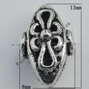 Bead Zinc Alloy Jewelry Findings Lead-free, 13x8mm, Hole:1mm Sold by Bag