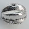 Bead Zinc Alloy Jewelry Findings Lead-free, Fluted Oval 8x7mm, Hole:1mm Sold by Bag