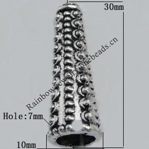 Bead Zinc Alloy Jewelry Findings Lead-free, 30x10mm, Hole:7mm,3mm Sold by Bag