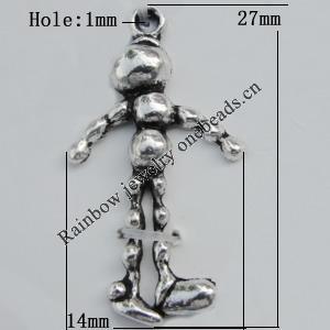 Pendant Zinc Alloy Jewelry Findings Lead-free, 27x14mm Hole:1mm Sold by Bag