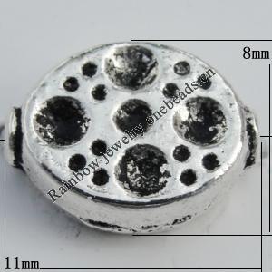 Bead Zinc Alloy Jewelry Findings Lead-free, 11x8mm, Hole:1mm Sold by Bag