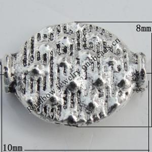 Bead Zinc Alloy Jewelry Findings Lead-free, 10x8mm, Hole:1mm Sold by Bag