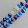  Millefiori Glass Beads Mix color,  Flat Round 8x5mm Sold per 16-Inch Strand