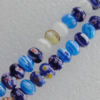  Millefiori Glass Beads Mix color,  Flat Round 8x5mm Sold per 16-Inch Strand