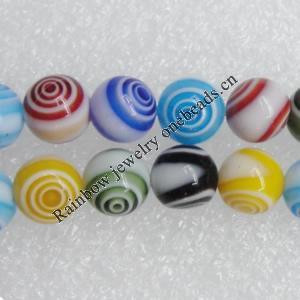  Millefiori Glass Beads Mix color, Round 10mm Sold per 16-Inch Strand