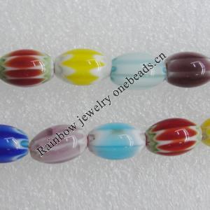  Millefiori Glass Beads Mix color,  Oval 12x8mm Sold per 16-Inch Strand