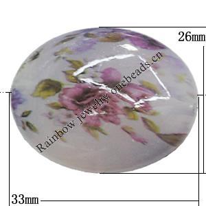 Watermark Acrylic Beads, Flat Oval 33x26mm Hole:2mm, Sold by Bag