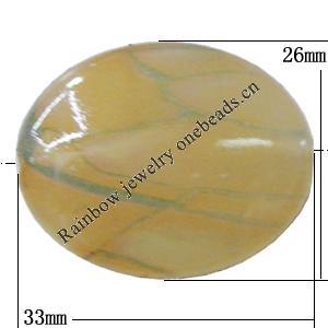 Watermark Acrylic Beads, Flat Oval 33x26mm Hole:2mm, Sold by Bag