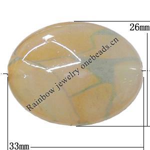 Watermark Acrylic Beads, Flat Oval 33x26mm Hole:2mm, Sold by Bag