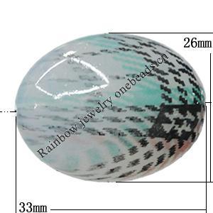 Watermark Acrylic Beads, Flat Oval 33x26mm Hole:2mm, Sold by Bag