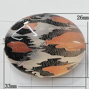 Watermark Acrylic Beads, Flat Oval 33x26mm Hole:2mm, Sold by Bag